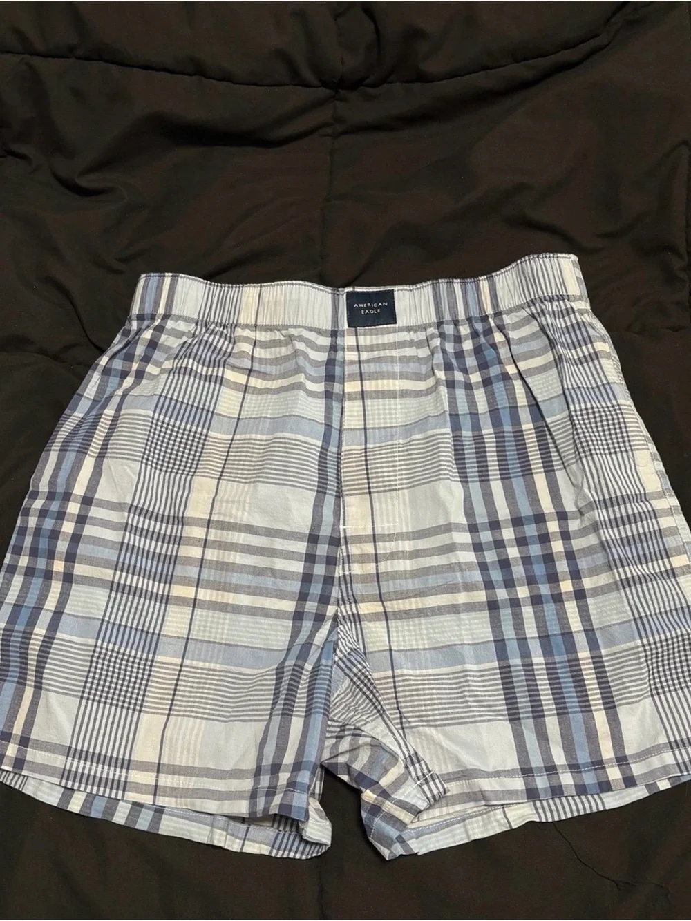 American Eagle Blue Plaid Cotton Boxers